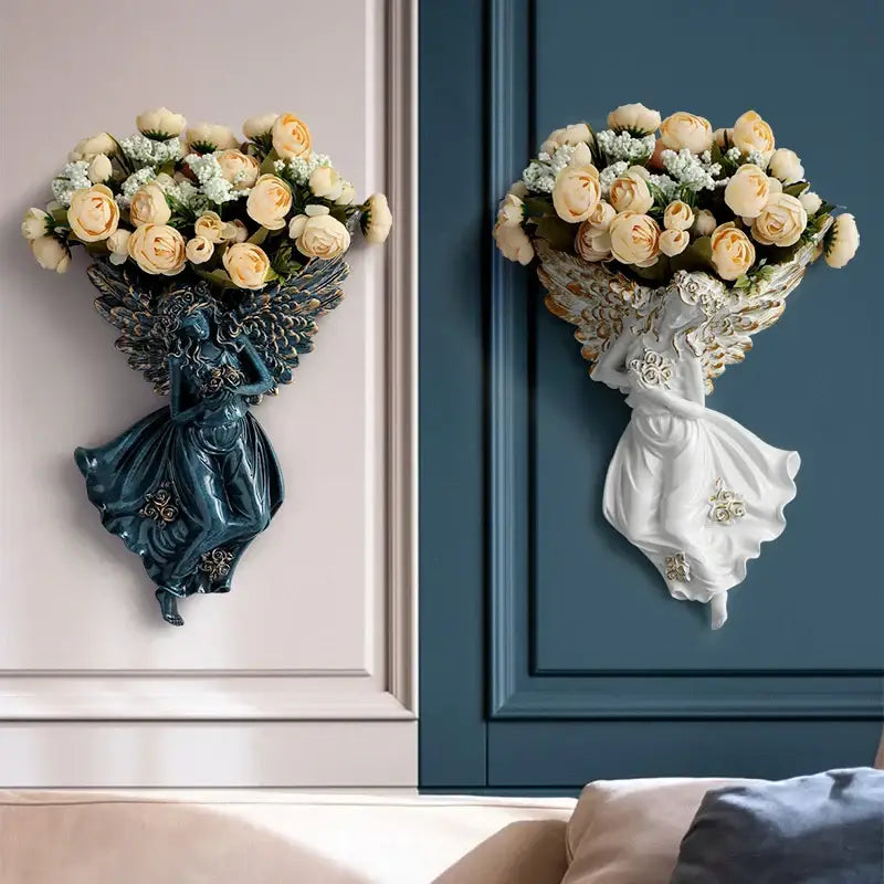 DecorBites™ Angel Vase Wall Decoration Resin Shelf Art Mural Living Room Cupid Flowerpot