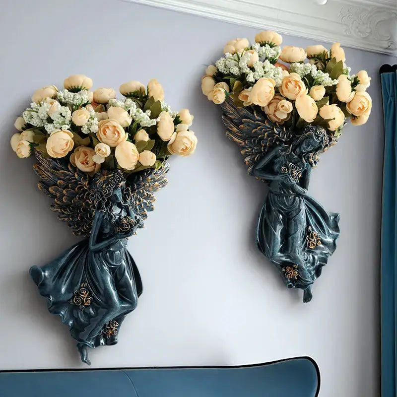 DecorBites™ Angel Vase Wall Decoration Resin Shelf Art Mural Living Room Cupid Flowerpot