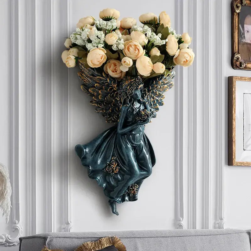 DecorBites™ Angel Vase Wall Decoration Resin Shelf Art Mural Living Room Cupid Flowerpot
