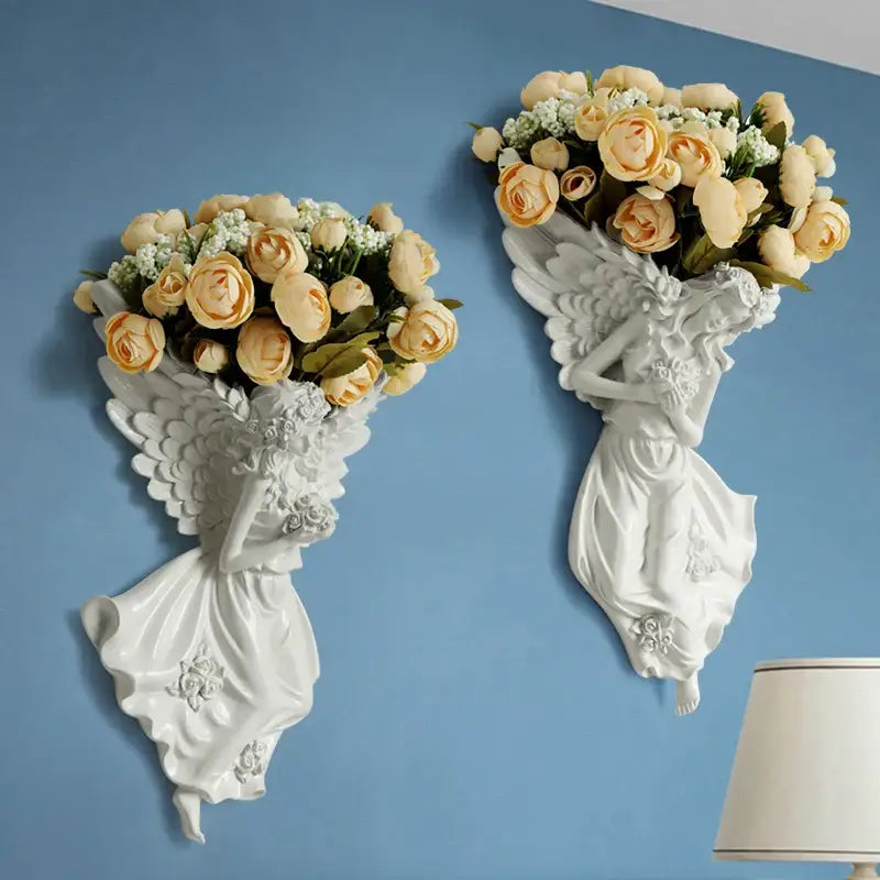 DecorBites™ Angel Vase Wall Decoration Resin Shelf Art Mural Living Room Cupid Flowerpot
