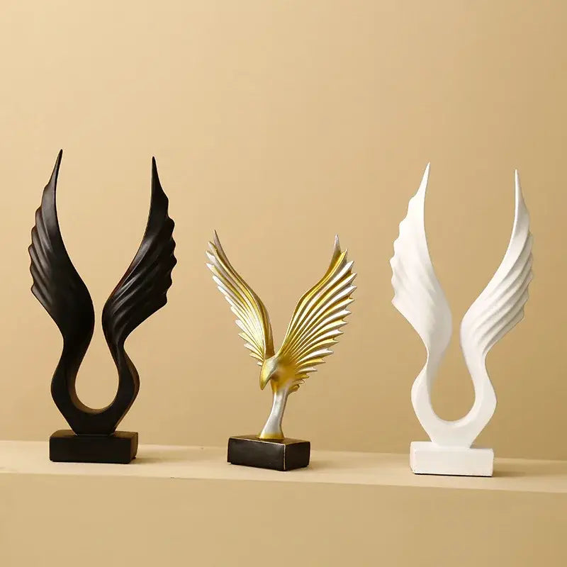 DecorBites™ Angel Wings Sculpture: Nordic Modern Abstract Resin Home Decor Artware
