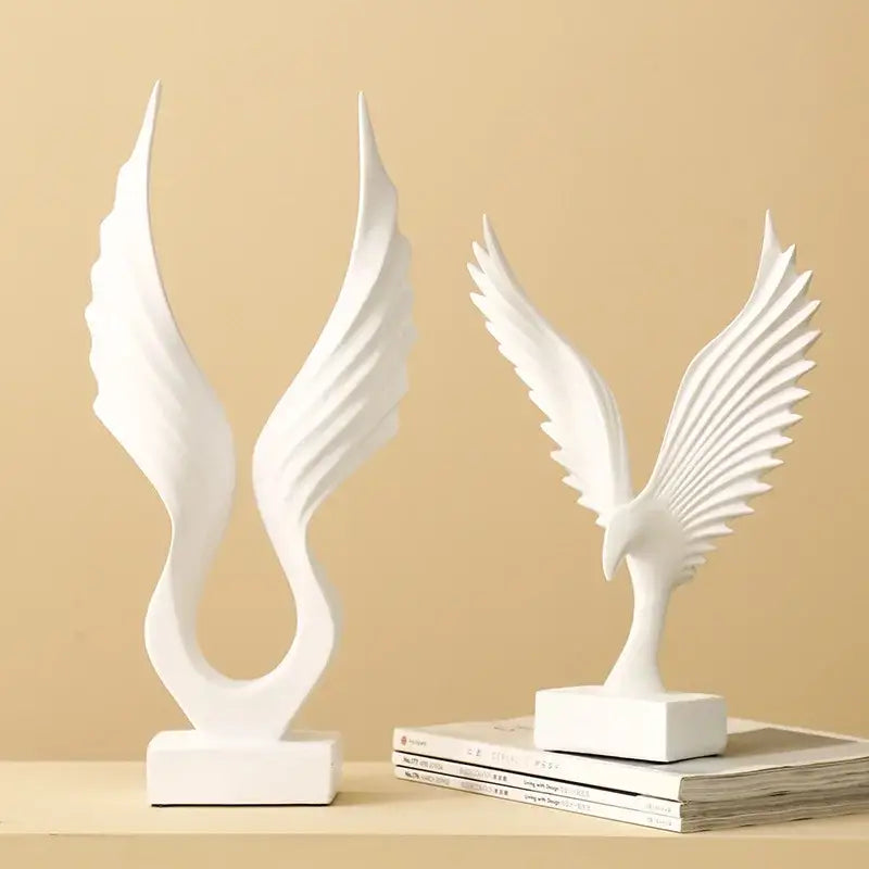 DecorBites™ Angel Wings Sculpture: Nordic Modern Abstract Resin Home Decor Artware