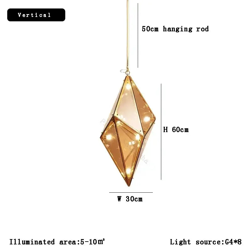 DecorBites™ Angular Diamond Glass Chandelier Ceiling Light for Home Decor