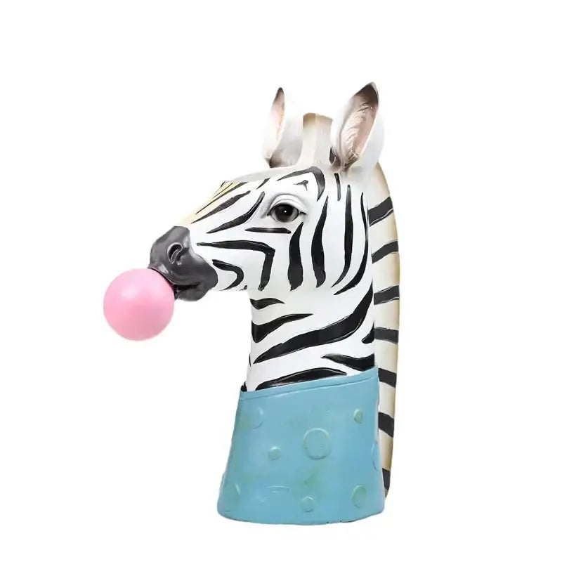 DecorBites™ Animal Bust Succulent Vase Hand-Painted Resin Figure with Giraffe/Zebra/Bear/Panda Blowing Bubbles