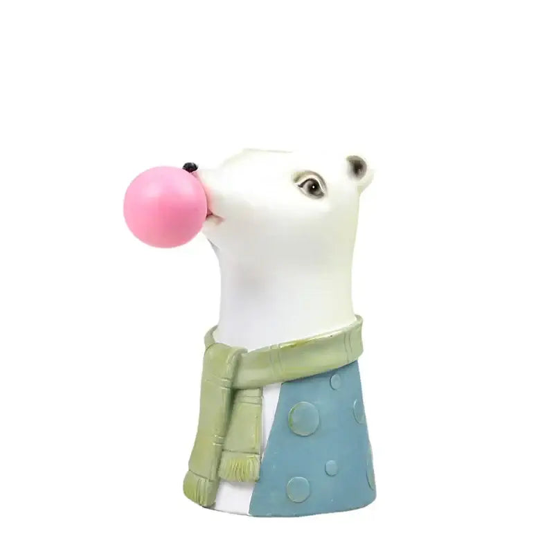 DecorBites™ Animal Bust Succulent Vase Hand-Painted Resin Figure with Giraffe/Zebra/Bear/Panda Blowing Bubbles