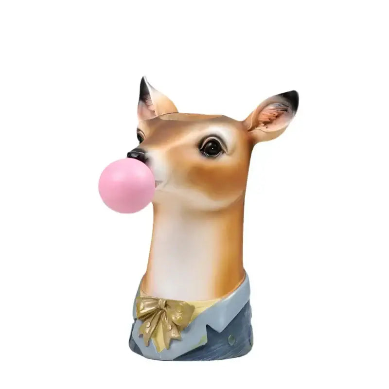 DecorBites™ Animal Bust Succulent Vase Hand-Painted Resin Figure with Giraffe/Zebra/Bear/Panda Blowing Bubbles