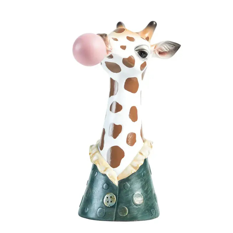DecorBites™ Animal Bust Succulent Vase Hand-Painted Resin Figure with Giraffe/Zebra/Bear/Panda Blowing Bubbles