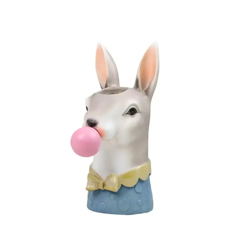 DecorBites™ Animal Bust Succulent Vase Hand-Painted Resin Figure with Giraffe/Zebra/Bear/Panda Blowing Bubbles