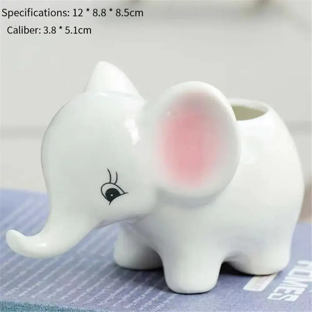 DecorBites™ Animal Cartoon Ceramic Flowerpot for Nursery Planting - Cute Rabbit Elephant Sheep Octopus