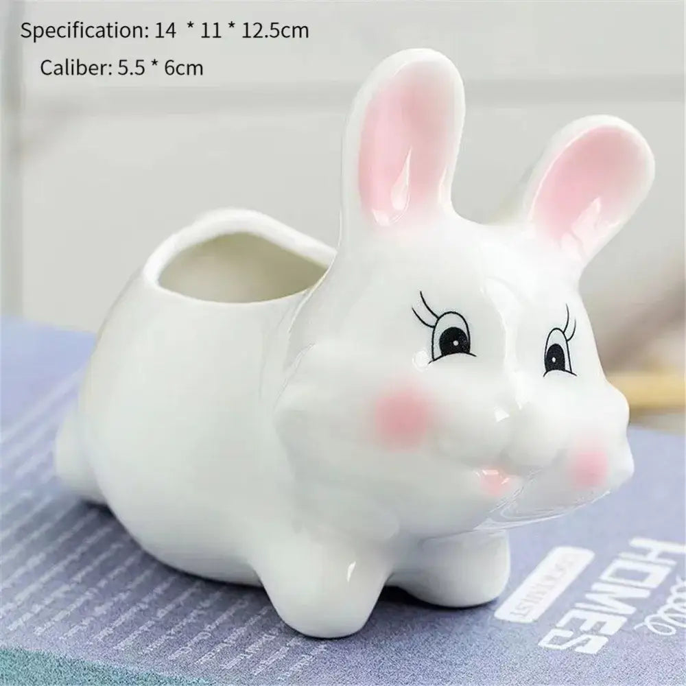 DecorBites™ Animal Cartoon Ceramic Flowerpot for Nursery Planting - Cute Rabbit Elephant Sheep Octopus