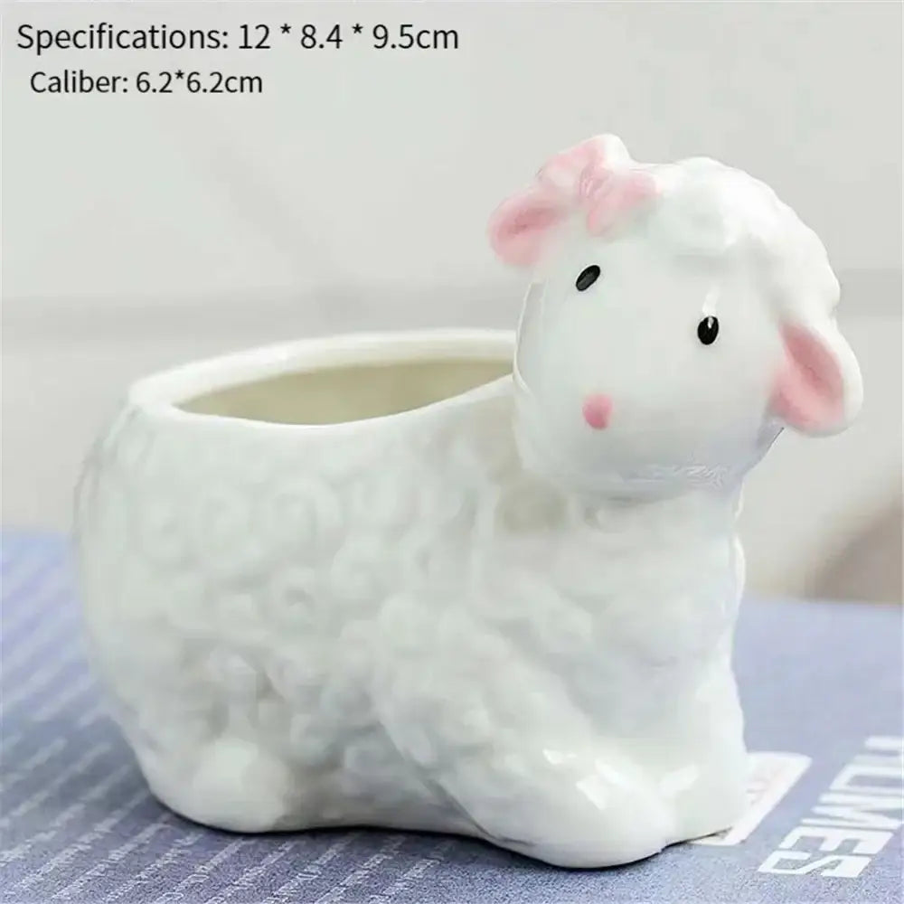 DecorBites™ Animal Cartoon Ceramic Flowerpot for Nursery Planting - Cute Rabbit Elephant Sheep Octopus