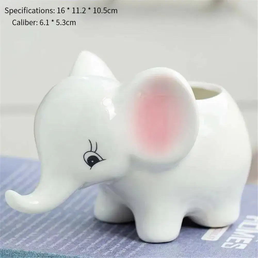 DecorBites™ Animal Cartoon Ceramic Flowerpot for Nursery Planting - Cute Rabbit Elephant Sheep Octopus