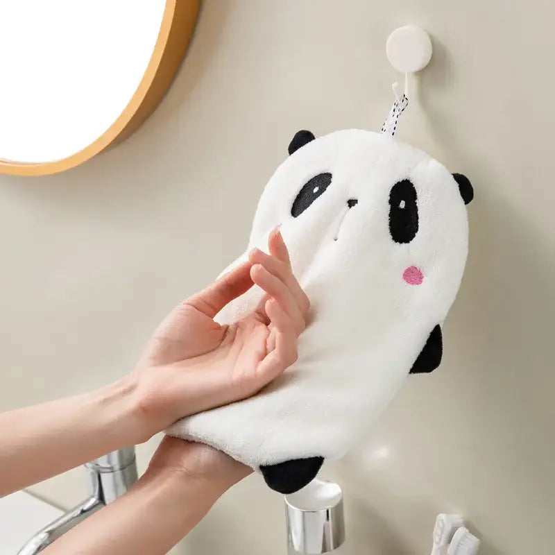 DecorBites™ Animal Hand Towel Set - Cute Panda Koala Child Terry Towels with Hanging Loops