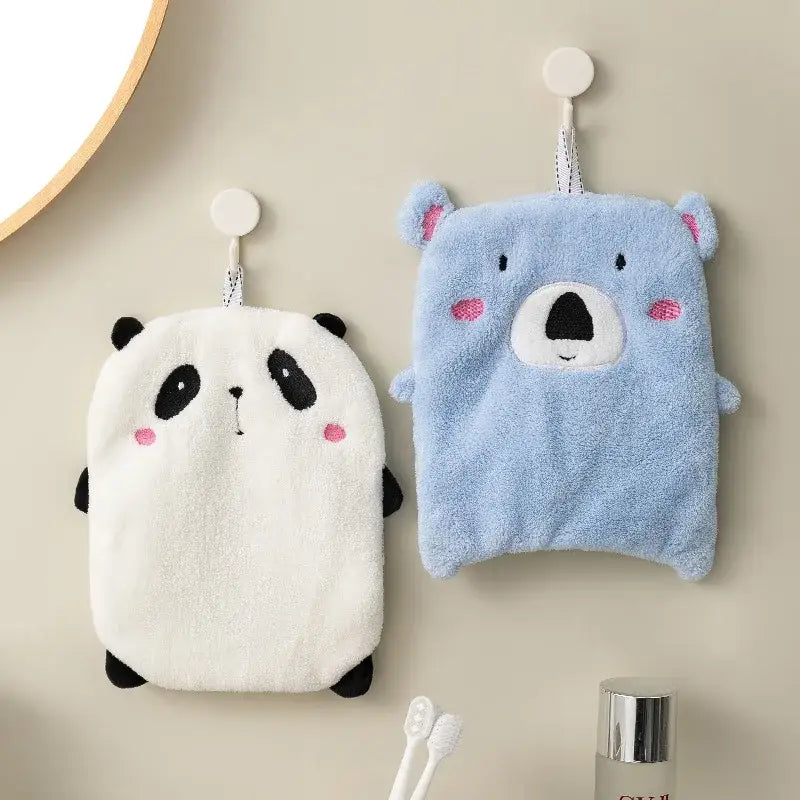 DecorBites™ Animal Hand Towel Set - Cute Panda Koala Child Terry Towels with Hanging Loops