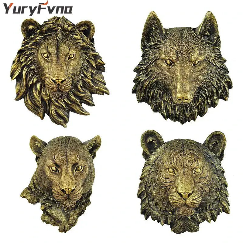 DecorBites™ Animal Head Wall Hanger: Decorative Resin Wildlife Hook Rack Statue