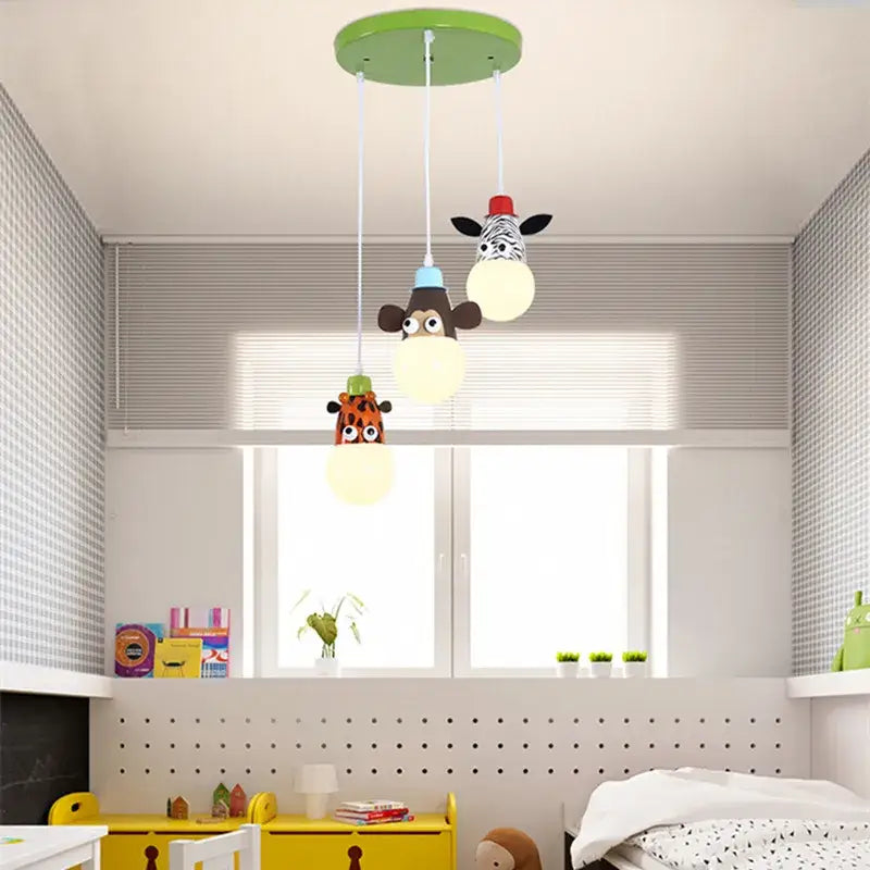 DecorBites™ Animal LED Ceiling Light: Monkey Zebra Giraffe Kids Lamp for Bedroom.