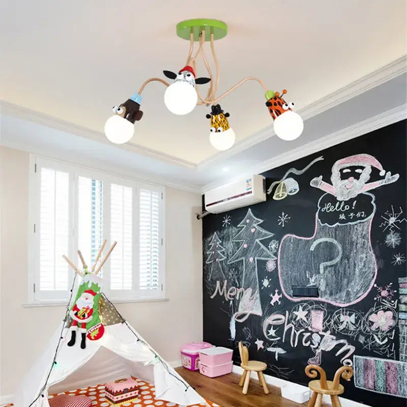 DecorBites™ Animal LED Ceiling Light: Monkey Zebra Giraffe Kids Lamp for Bedroom.
