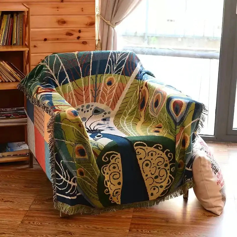DecorBites™ Animal Pattern Throw Blanket - Stylish Sofa Cover with Tassels
