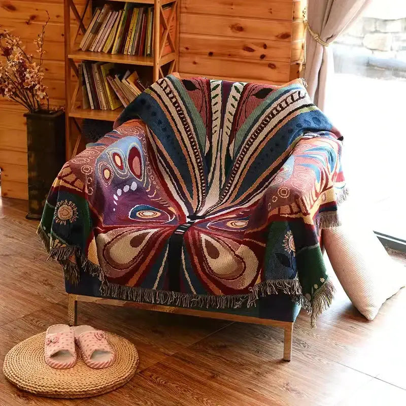 DecorBites™ Animal Pattern Throw Blanket - Stylish Sofa Cover with Tassels