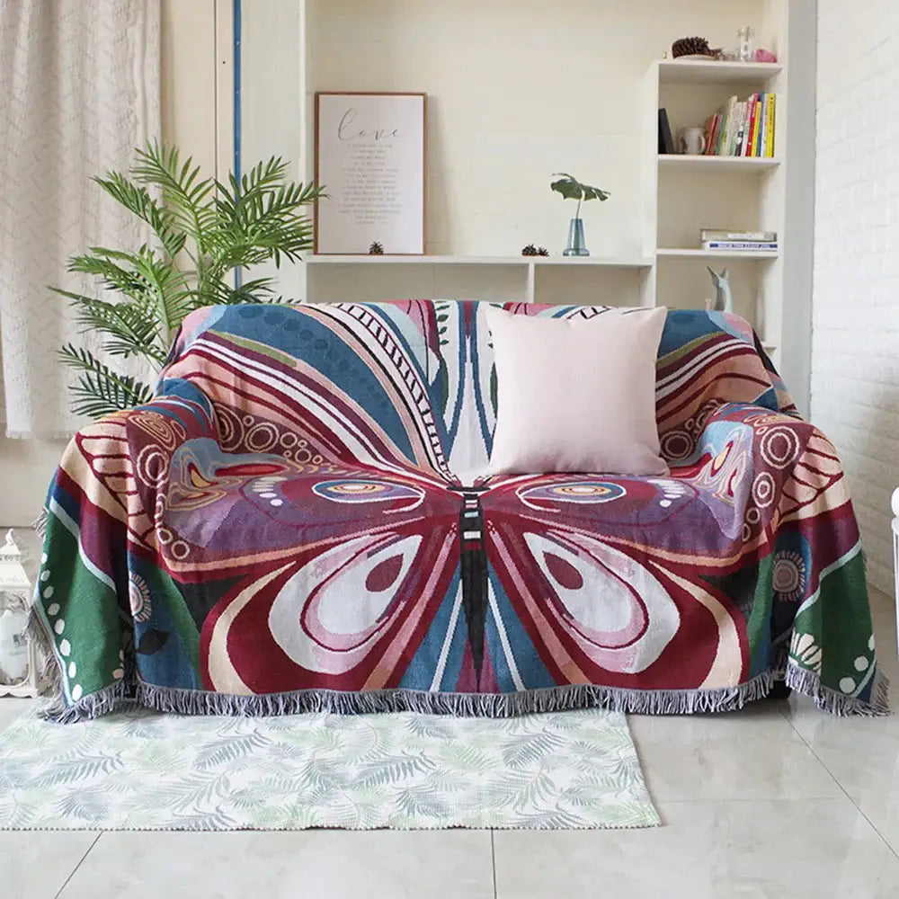 DecorBites™ Animal Pattern Throw Blanket - Stylish Sofa Cover with Tassels