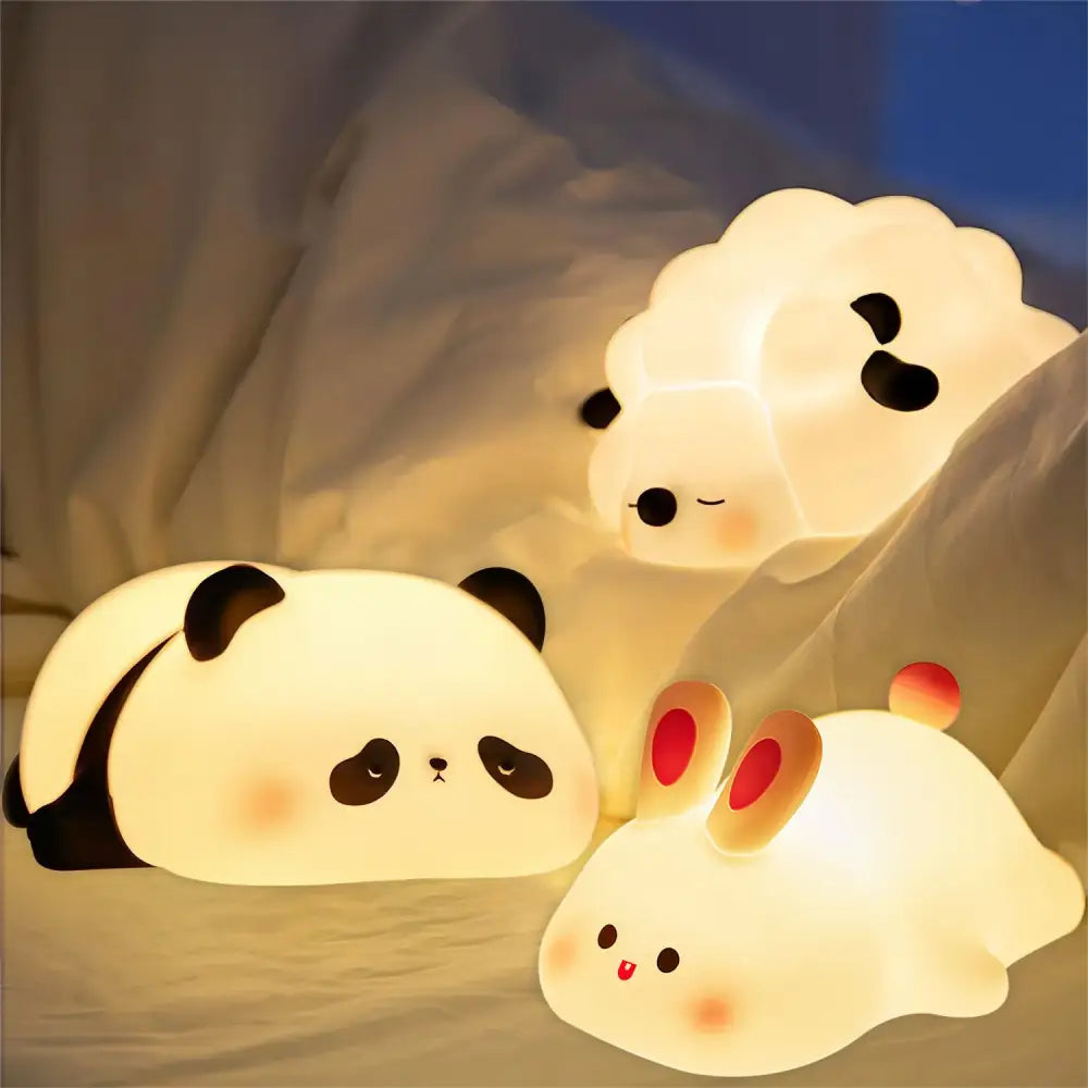 DecorBites™ Animal Silicone Night Light USB Rechargeable Timer Baby Kids Bedside Lamp