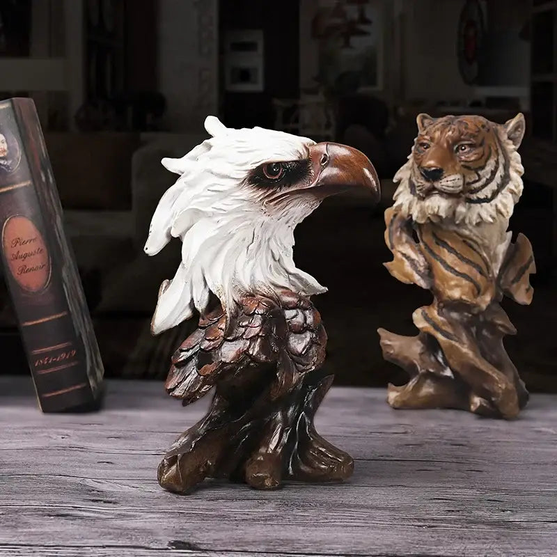 DecorBites™ Animal Statue Collection: Eagle Wolf Lion Tiger Horse Desktop Artwork Decoration & Gift