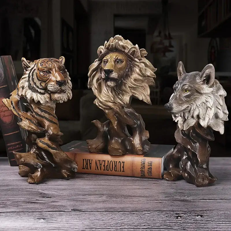 DecorBites™ Animal Statue Collection: Eagle Wolf Lion Tiger Horse Desktop Artwork Decoration & Gift
