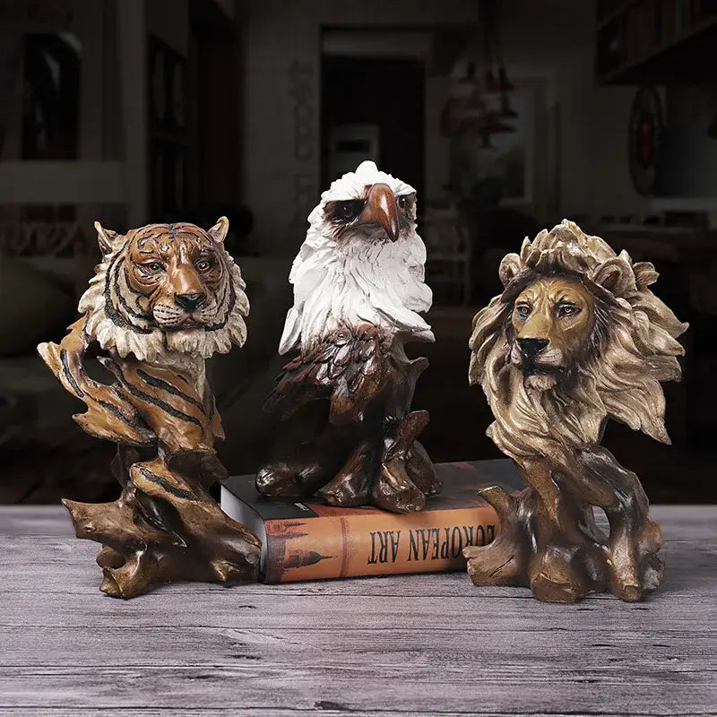 DecorBites™ Animal Statue Collection: Eagle Wolf Lion Tiger Horse Desktop Artwork Decoration & Gift