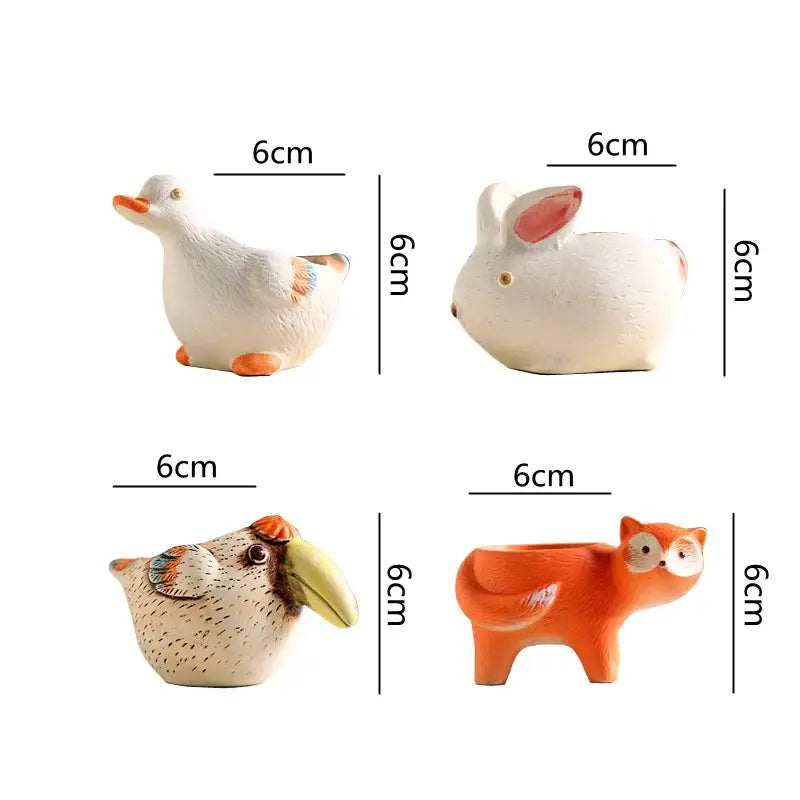 DecorBites™ Animal Vase Succulent Pot for Garden, Cute Rabbit & Duck Design