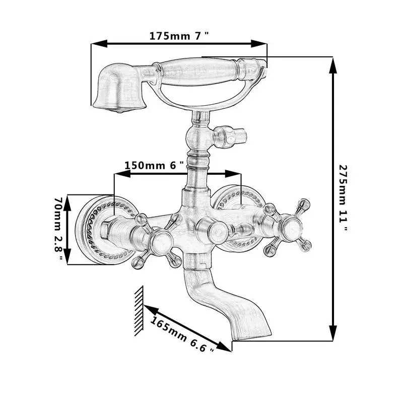 DecorBites™ Antique Bass Wall Mounted Shower Mixer Set