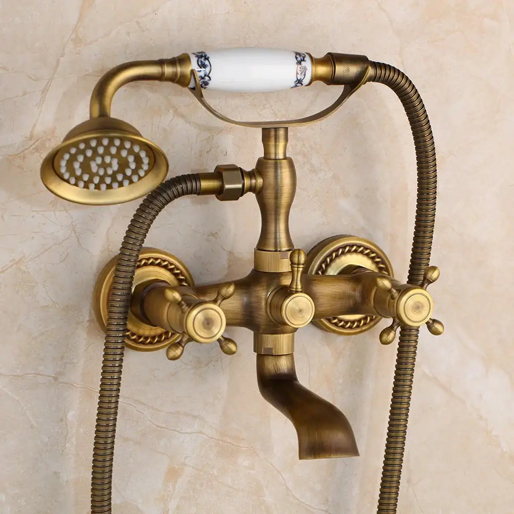 DecorBites™ Antique Bass Wall Mounted Shower Mixer Set