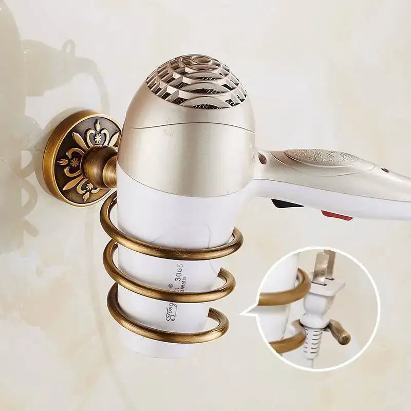 DecorBites™ Antique Bathroom Shelf Towel Rack Set with Bath Hardware & Toilet Brush Holder