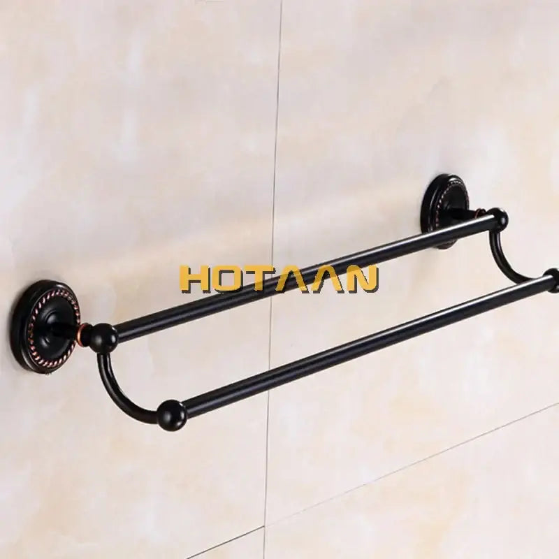 DecorBites™ Antique Black Brass Double Towel Bar 30-60cm - YT-12298-H