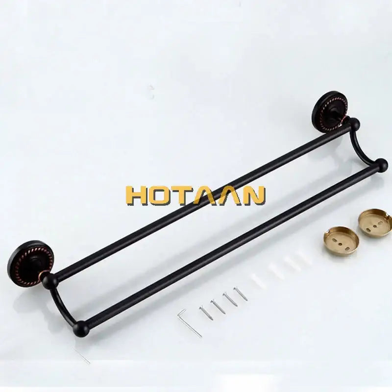 DecorBites™ Antique Black Brass Double Towel Bar 30-60cm - YT-12298-H