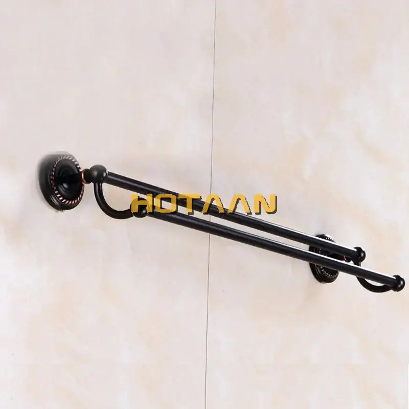 DecorBites™ Antique Black Brass Double Towel Bar 30-60cm - YT-12298-H
