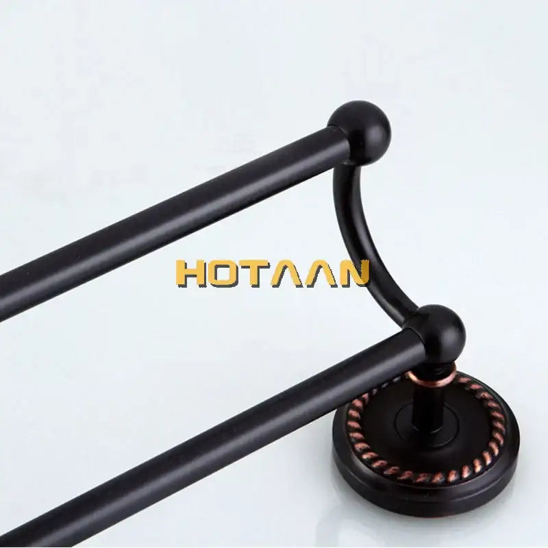 DecorBites™ Antique Black Brass Double Towel Bar 30-60cm - YT-12298-H