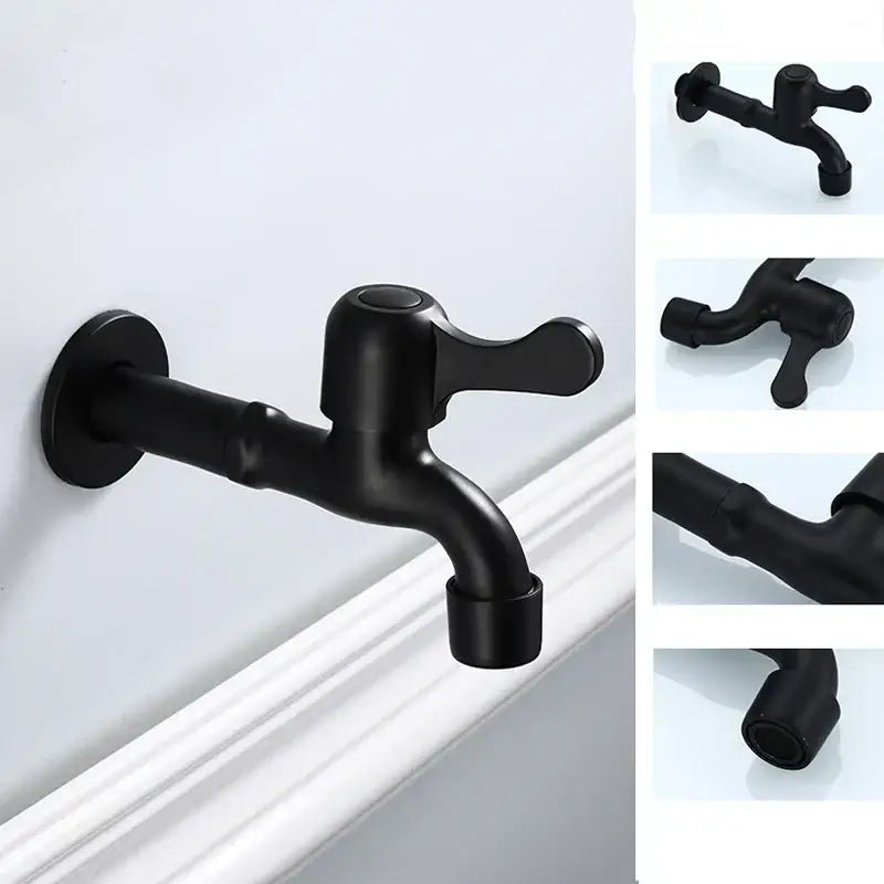 DecorBites™ Antique Black Brass Wall Mount Bibcock Tap for Outdoor Garden and Washing Machine