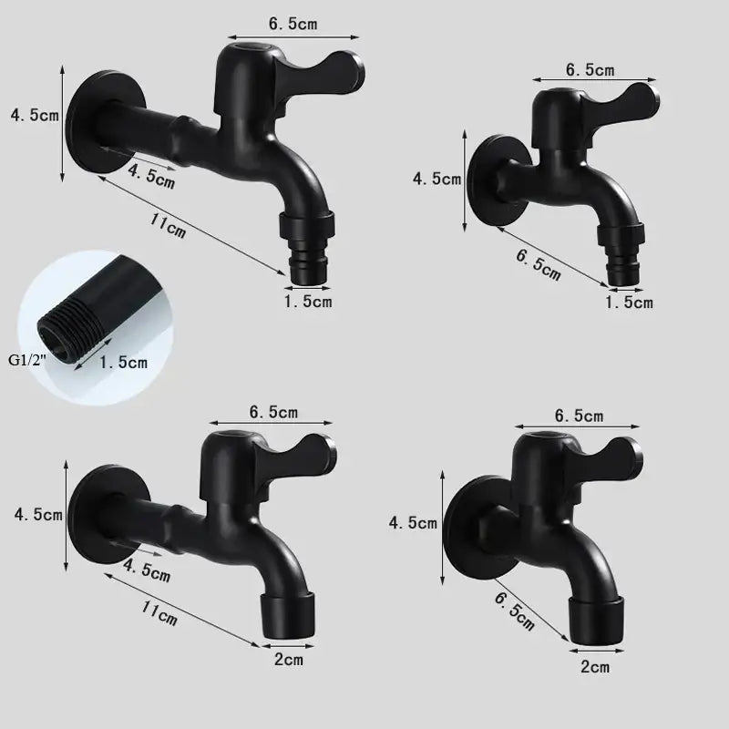 DecorBites™ Antique Black Brass Wall Mount Bibcock Tap for Outdoor Garden and Washing Machine