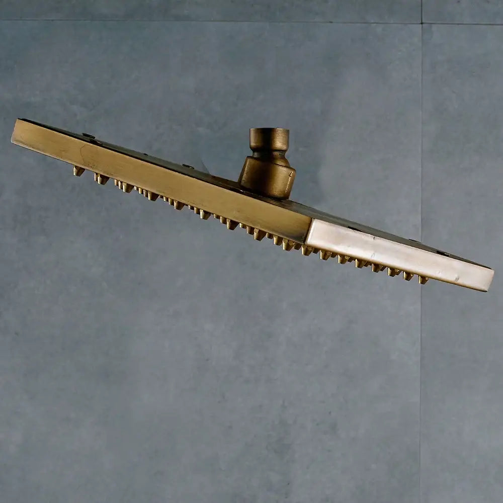 DecorBites™ Antique Brass 8-inch Square Rainfall Shower Head - Premium Brass Top