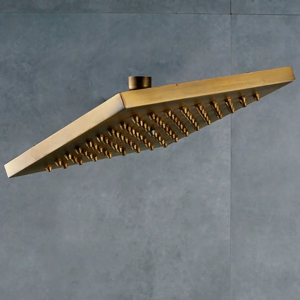 DecorBites™ Antique Brass 8-inch Square Rainfall Shower Head - Premium Brass Top