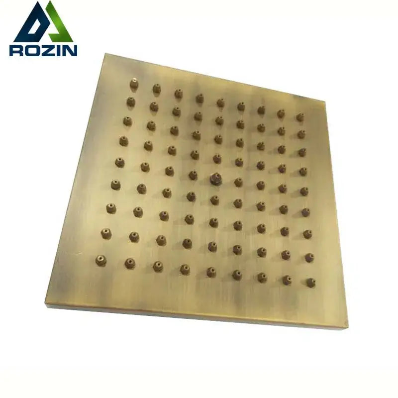 DecorBites™ Antique Brass 8-inch Square Rainfall Shower Head - Premium Brass Top