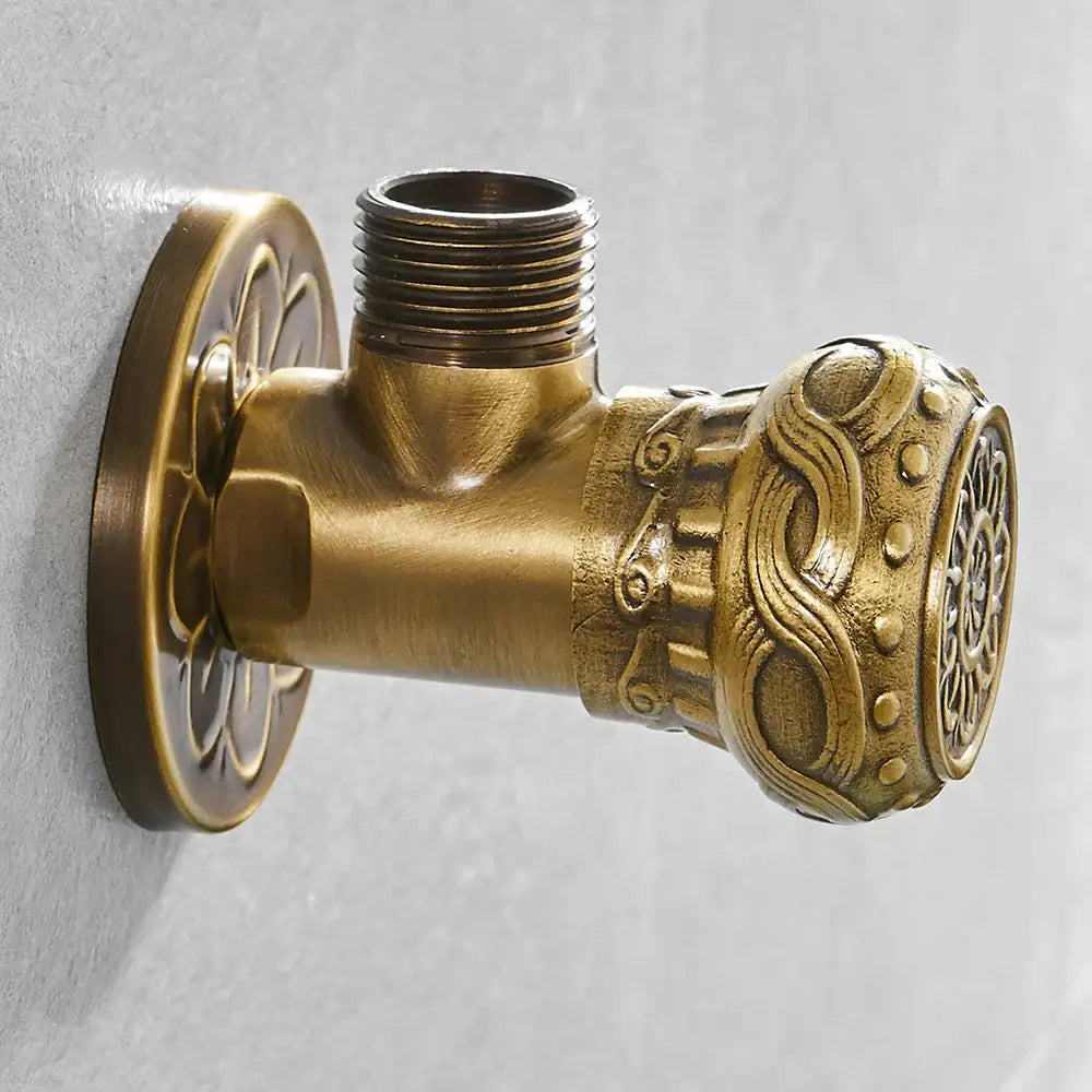 DecorBites™ Antique Brass Angle Stop Valve for Faucet and Toilet