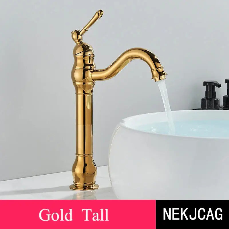 DecorBites™ Antique Brass Basin Faucet Hot Cold Mixer Tap Single Handle Sink Faucet