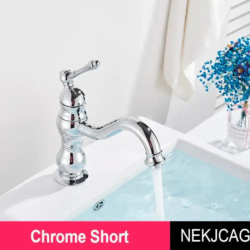 DecorBites™ Antique Brass Basin Faucet Hot Cold Mixer Tap Single Handle Sink Faucet