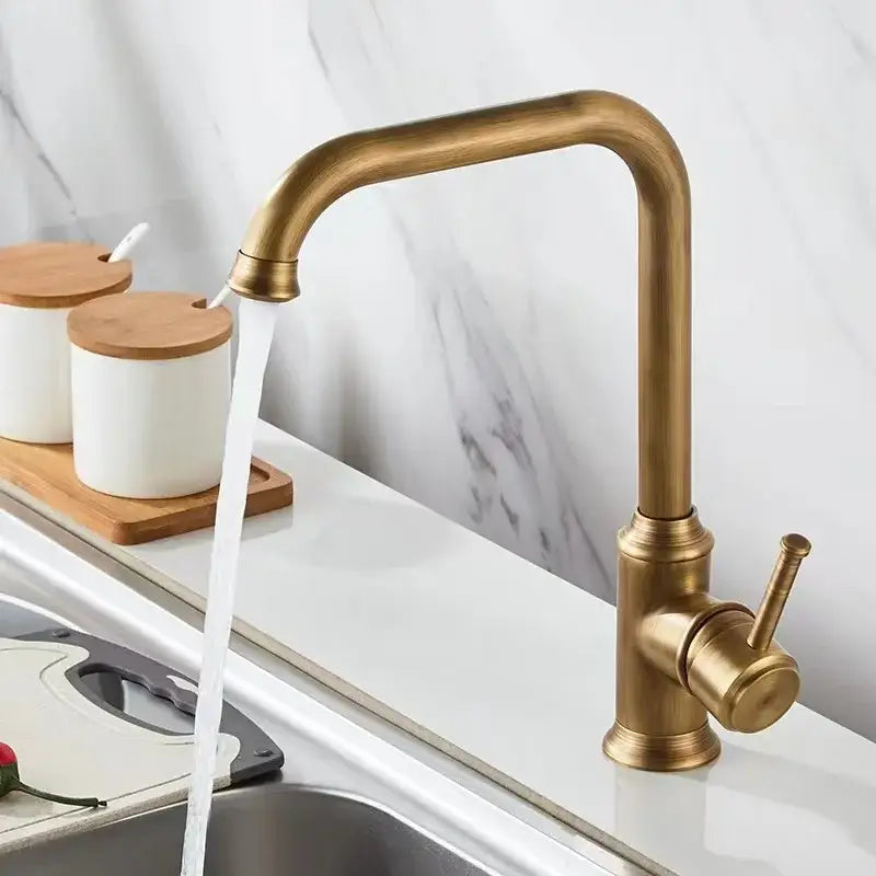 DecorBites™ Antique Brass Basin Faucet Hot Cold Single Lever Bathroom Sink Tap