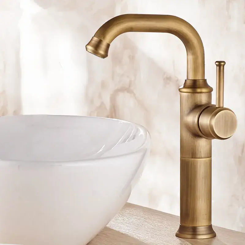 DecorBites™ Antique Brass Basin Faucet Hot Cold Single Lever Bathroom Sink Tap