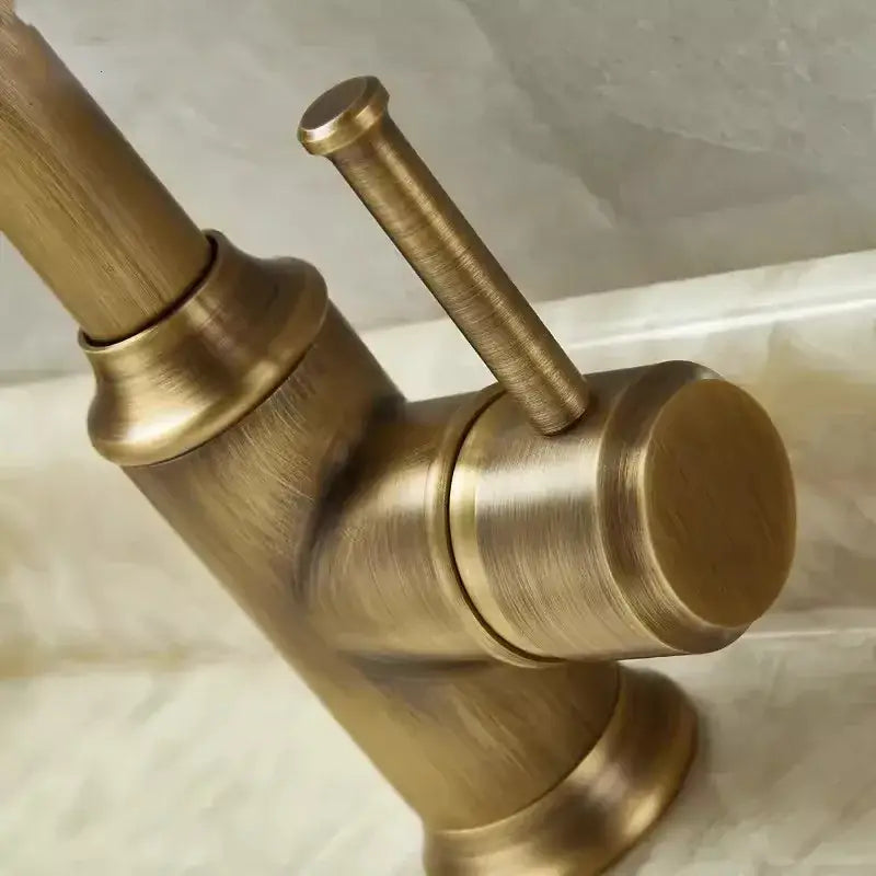 DecorBites™ Antique Brass Basin Faucet Hot Cold Single Lever Bathroom Sink Tap
