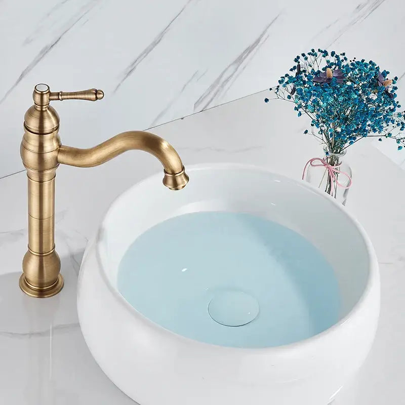 DecorBites™ صنبور حوض نحاسي عتيق بمقبض واحد خلاط حوض الحمام