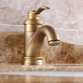 DecorBites™ Antique Brass Basin Faucet Single Handle Deck Mounted Bathroom Sink Hot Cold Mixer
