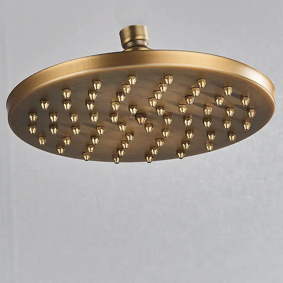 DecorBites™ Antique Brass Bath Rainfall Shower Head - 8 inch Solid Brass Handheld Shower